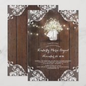 Baby's Breath Mason Jar Barn Wood Baby shower Kaart (Voorkant / Achterkant)