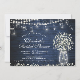 Baby's Breath Mason Jar Blue Rustiek Vrijgezellenf Kaart