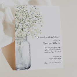 Baby's Breath Mason Jar Bridal Shower Kaart