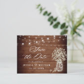 Baby's Breath Mason Jar Bruiloft Save the Date Briefkaart (Staand voorkant)