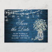 Baby's Breath Mason Jar Bruiloft Save the Date Briefkaart (Voorkant)