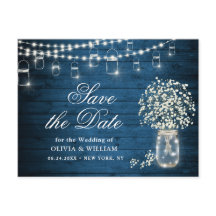 Baby's Breath Mason Jar Bruiloft Save the Date