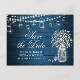 Baby's Breath Mason Jar Bruiloft Save the Date Briefkaart
