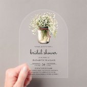 Baby's Breath Mason Jar Bruiloftsfeest Acryl Uitnodigingen (Insitu (Draagbaar))