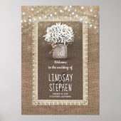Baby's Breath Mason Jar en Burlap Wedding Welcome Poster (Voorkant)