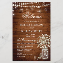 Baby's Breath Mason Jar Huwelijksceremonie Program