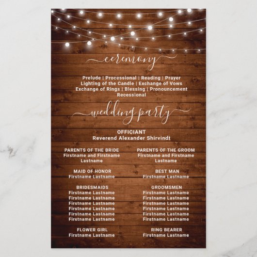 Baby's Breath Mason Jar Huwelijksceremonie Program (Achterkant)