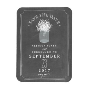 Baby's Breath Mason Jar krijtbord Save The Date Magneet