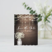 Baby's Breath Mason Jar Lights Hood Sparen de Datu Aankondigingskaart (Staand voorkant)