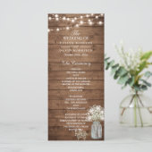 Baby's Breath Mason Jar Lights Wedding Program Programmakaart (Staand voorkant)