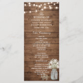 Baby's Breath Mason Jar Lights Wedding Program Programmakaart (Voorkant)