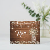 Baby's Breath Mason Jar RSVP-kaart met maaltijdkeu Briefkaart (Staand voorkant)