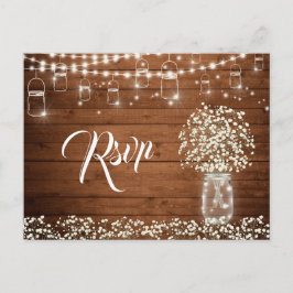 Baby's Breath Mason Jar RSVP-kaart met maaltijdkeu Briefkaart