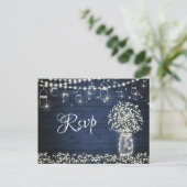 Baby's Breath Mason Jar RSVP-kaart met maaltijdkeu Briefkaart (Staand voorkant)