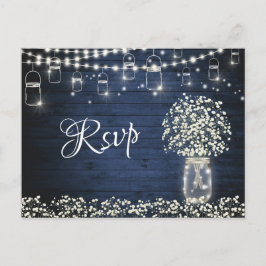 Baby's Breath Mason Jar RSVP-kaart met maaltijdkeu Briefkaart