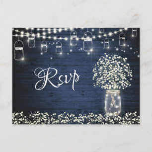 Baby's Breath Mason Jar RSVP-kaart met maaltijdkeu Briefkaart