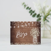 Baby's Breath Mason Jar RSVP-kaart met maaltijdkeu Briefkaart (Staand voorkant)