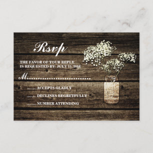 Baby's Breath Mason Jar   RSVP van Barn Wood Weddi Kaartje