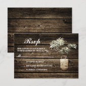 Baby's Breath Mason Jar | RSVP van Barn Wood Weddi Kaartje (Voorkant / Achterkant)