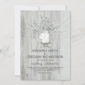 Baby's Breath Mason Jar Rustic Barn Lights Wedding Kaart (Voorkant)