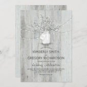 Baby's Breath Mason Jar Rustic Barn Lights Wedding Kaart (Voorkant / Achterkant)