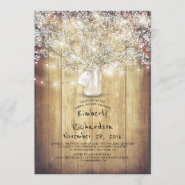 Baby's Breath Mason Jar Rustic Barn Vrijgezellenfe Kaart