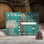 Baby's Breath Mason Jar Rustic Blauwgroen Barn Woo RSVP Kaartje