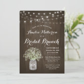 Babys Breath Mason Jar Rustic Bridal Brunch Shower Kaart (Staand voorkant)