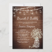 Baby's Breath Mason Jar Rustic Brunch & Bubble Kaart (Voorkant)