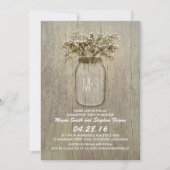 Baby's Breath Mason Jar Rustic Engagement Party Kaart (Voorkant)