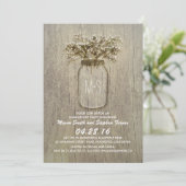 Baby's Breath Mason Jar Rustic Engagement Party Kaart (Staand voorkant)