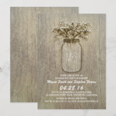 Baby's Breath Mason Jar Rustic Engagement Party Kaart (Voorkant / Achterkant)