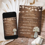 Baby's Breath Mason Jar Rustic Engagement Party Kaart<br><div class="desc">Viel je verloving met de Breath Mason Jar Rustic Engagement Party van deze baby! Deze uitnodiging is perfect voor stellen die hun verloving op een charmerende en rustige manier willen aankondigen. Het ademhalingsstelsel van de baby en de moeraspot creëer een warme en welkome atmosfeer, terwijl de snaarlichten een elegantie toevoegen....</div>