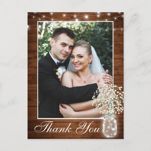 Baby's Breath Mason Jar Rustic Foto Briefkaart (Voorkant)