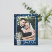 Baby's Breath Mason Jar Rustic Foto Briefkaart (Staand voorkant)