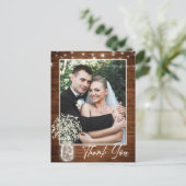 Baby's Breath Mason Jar Rustic Foto Briefkaart (Staand voorkant)