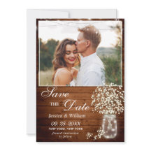 Baby's Breath Mason Jar Rustic Photo Wedding