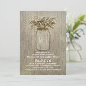 Baby's Breath Mason Jar Rustic Rehearsal Dinner Kaart (Staand voorkant)