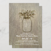 Baby's Breath Mason Jar Rustic Rehearsal Dinner Kaart (Voorkant / Achterkant)