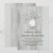 Baby's Breath Mason Jar Rustic Rehearsal Kaart (Voorkant / Achterkant)