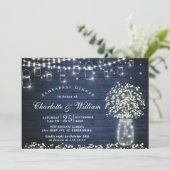 Baby's Breath Mason Jar Rustic Rehearsal Kaart (Staand voorkant)