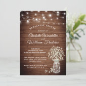 Baby's Breath Mason Jar Rustic Rehearsal Kaart (Staand voorkant)