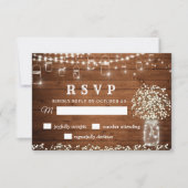 Baby's Breath Mason Jar Rustic RSVP Card (Voorkant)
