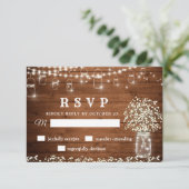 Baby's Breath Mason Jar Rustic RSVP Card (Staand voorkant)