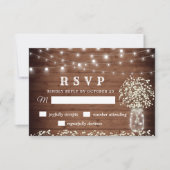 Baby's Breath Mason Jar Rustic RSVP Card (Voorkant)