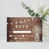 Baby's Breath Mason Jar Rustic RSVP Card (Staand voorkant)
