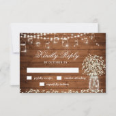 Baby's Breath Mason Jar Rustic RSVP Card (Voorkant)