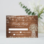 Baby's Breath Mason Jar Rustic RSVP Card (Staand voorkant)