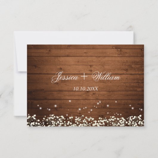 Baby's Breath Mason Jar Rustic RSVP Card (Achterkant)