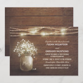 Baby's Breath Mason Jar Rustic Vintage Wedding Kaart (Voorkant / Achterkant)